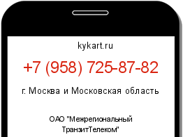 Информация о номере телефона +7 (958) 725-87-82: регион, оператор