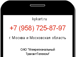 Информация о номере телефона +7 (958) 725-87-97: регион, оператор
