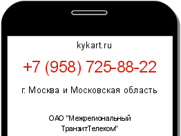 Информация о номере телефона +7 (958) 725-88-22: регион, оператор