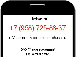 Информация о номере телефона +7 (958) 725-88-37: регион, оператор