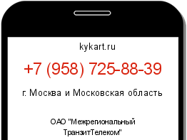 Информация о номере телефона +7 (958) 725-88-39: регион, оператор