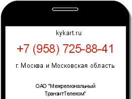 Информация о номере телефона +7 (958) 725-88-41: регион, оператор