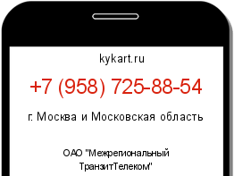Информация о номере телефона +7 (958) 725-88-54: регион, оператор