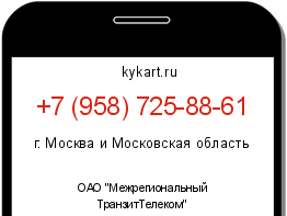 Информация о номере телефона +7 (958) 725-88-61: регион, оператор