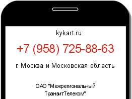 Информация о номере телефона +7 (958) 725-88-63: регион, оператор