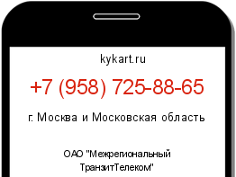 Информация о номере телефона +7 (958) 725-88-65: регион, оператор
