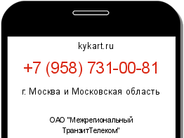 Информация о номере телефона +7 (958) 731-00-81: регион, оператор