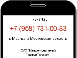 Информация о номере телефона +7 (958) 731-00-83: регион, оператор