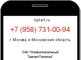 Информация о номере телефона +7 (958) 731-00-94: регион, оператор