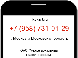 Информация о номере телефона +7 (958) 731-01-29: регион, оператор