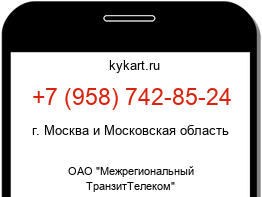 Информация о номере телефона +7 (958) 742-85-24: регион, оператор
