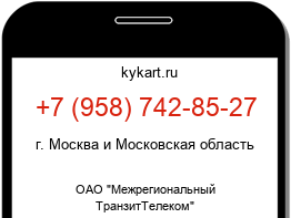 Информация о номере телефона +7 (958) 742-85-27: регион, оператор