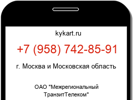 Информация о номере телефона +7 (958) 742-85-91: регион, оператор