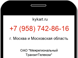 Информация о номере телефона +7 (958) 742-86-16: регион, оператор
