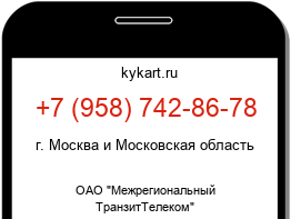 Информация о номере телефона +7 (958) 742-86-78: регион, оператор
