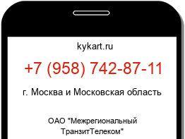 Информация о номере телефона +7 (958) 742-87-11: регион, оператор