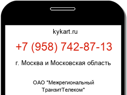 Информация о номере телефона +7 (958) 742-87-13: регион, оператор