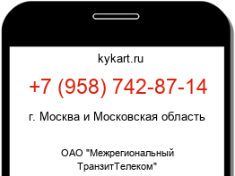 Информация о номере телефона +7 (958) 742-87-14: регион, оператор