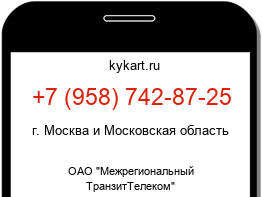 Информация о номере телефона +7 (958) 742-87-25: регион, оператор