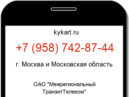 Информация о номере телефона +7 (958) 742-87-44: регион, оператор