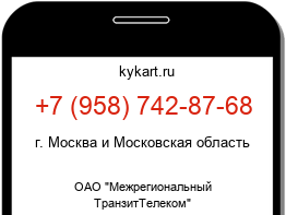 Информация о номере телефона +7 (958) 742-87-68: регион, оператор