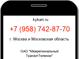 Информация о номере телефона +7 (958) 742-87-70: регион, оператор