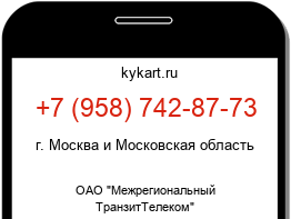 Информация о номере телефона +7 (958) 742-87-73: регион, оператор