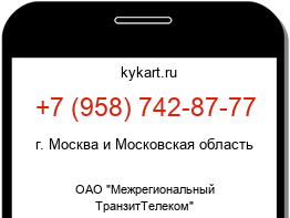 Информация о номере телефона +7 (958) 742-87-77: регион, оператор