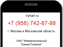 Информация о номере телефона +7 (958) 742-87-88: регион, оператор