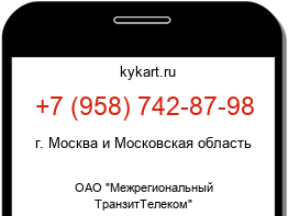 Информация о номере телефона +7 (958) 742-87-98: регион, оператор