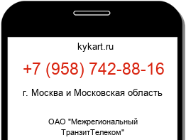 Информация о номере телефона +7 (958) 742-88-16: регион, оператор