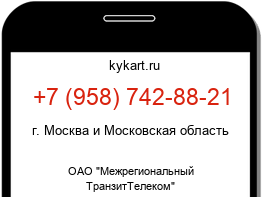 Информация о номере телефона +7 (958) 742-88-21: регион, оператор