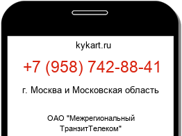 Информация о номере телефона +7 (958) 742-88-41: регион, оператор