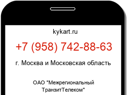 Информация о номере телефона +7 (958) 742-88-63: регион, оператор
