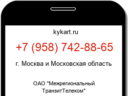 Информация о номере телефона +7 (958) 742-88-65: регион, оператор