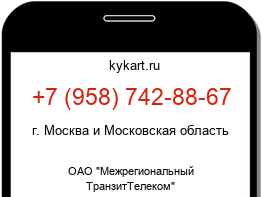 Информация о номере телефона +7 (958) 742-88-67: регион, оператор