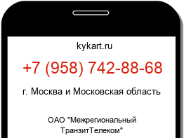 Информация о номере телефона +7 (958) 742-88-68: регион, оператор