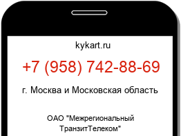 Информация о номере телефона +7 (958) 742-88-69: регион, оператор