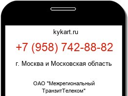 Информация о номере телефона +7 (958) 742-88-82: регион, оператор