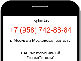 Информация о номере телефона +7 (958) 742-88-84: регион, оператор
