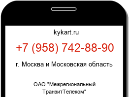 Информация о номере телефона +7 (958) 742-88-90: регион, оператор
