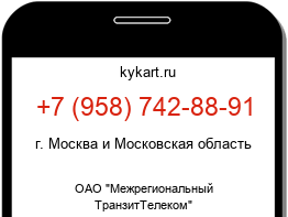 Информация о номере телефона +7 (958) 742-88-91: регион, оператор