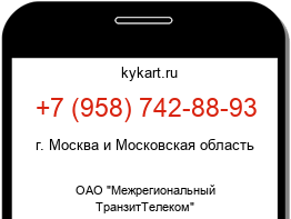 Информация о номере телефона +7 (958) 742-88-93: регион, оператор