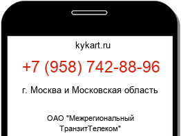 Информация о номере телефона +7 (958) 742-88-96: регион, оператор