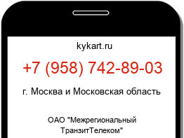 Информация о номере телефона +7 (958) 742-89-03: регион, оператор