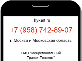 Информация о номере телефона +7 (958) 742-89-07: регион, оператор