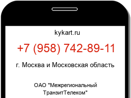Информация о номере телефона +7 (958) 742-89-11: регион, оператор