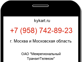 Информация о номере телефона +7 (958) 742-89-23: регион, оператор