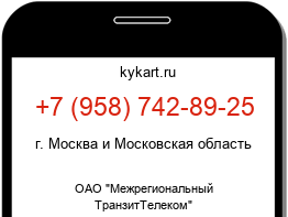 Информация о номере телефона +7 (958) 742-89-25: регион, оператор