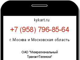 Информация о номере телефона +7 (958) 796-85-64: регион, оператор